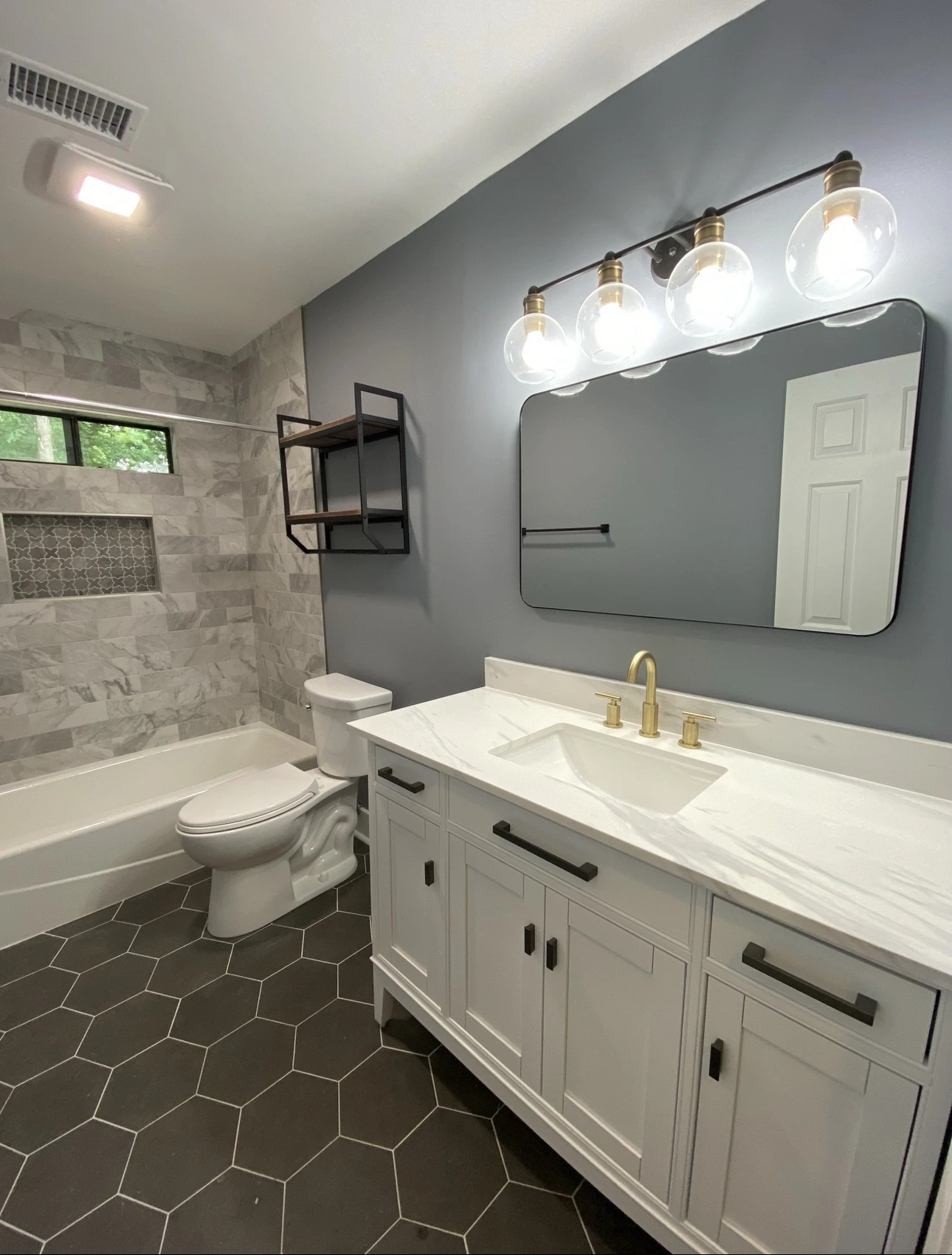 Completed modern bathroom renovation